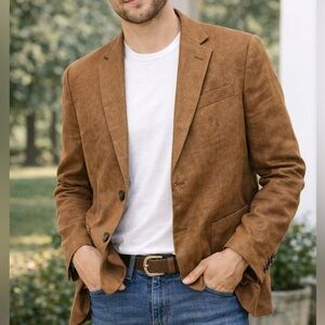 8 by‎ yoox 100% flax Classic Tan Blazer for Men 46
